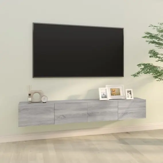 Dostępne od ręki Szafki ścienne pod TV, 2 szt., szary dąb sonoma, 100x30x30 cm Lumarko! - Hurtownia wielobranżowa Lumarko
